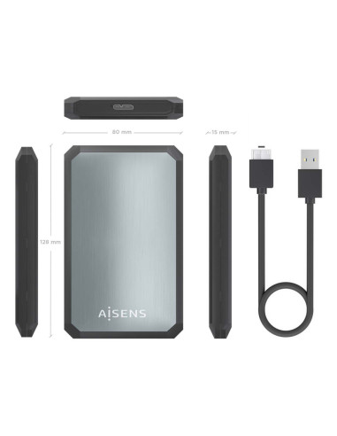 AISENS ASE-2529B caja para disco duro externo Carcasa de disco duro/SSD Negro, Gris 2.5"