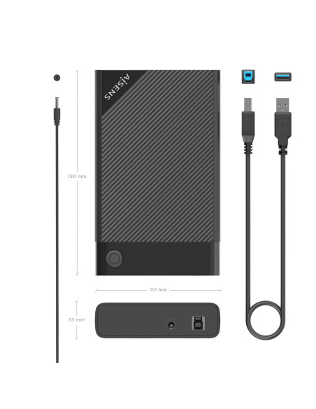 AISENS ASE-3529B caja para disco duro externo Caja de disco duro (HDD) Negro 3.5"