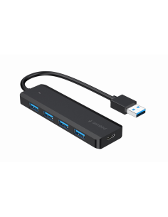 Gembird UHB-U3P4P-02 hub de interfaz USB 3.2 Gen 1 (3.1 Gen 1) Type-A 5000 Mbit/s Negro