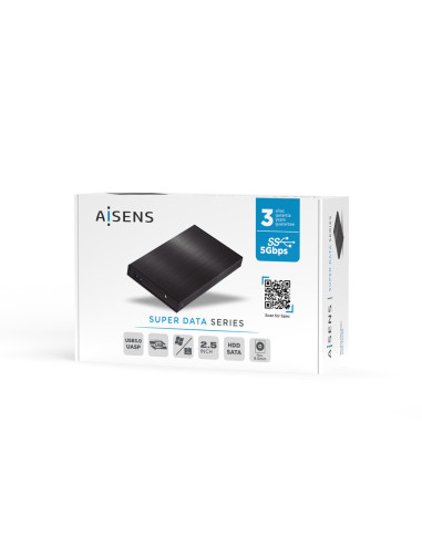 AISENS Caja Externa 2,5? ASE-2523B 9.5MM SATA a USB 3.0/USB3.1 GEN1, Negra