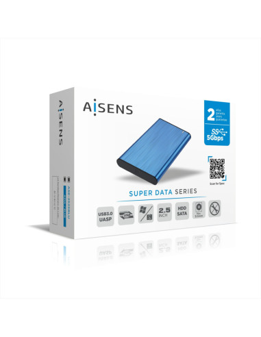 AISENS Caja Externa 2,5" ASE-2525BLU 9.5mm SATA a USB 3.0/USB3.1 Gen1, Azul