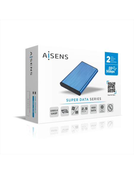 AISENS Caja Externa 2,5" ASE-2525BLU 9.5mm SATA a USB 3.0/USB3.1 Gen1, Azul
