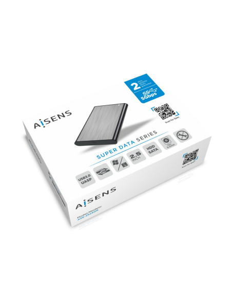 AISENS Caja Externa 2.5" ASE-2525GR 9.5mm SATA A USB 3.0 / USB 3.1 Gen1, Gris