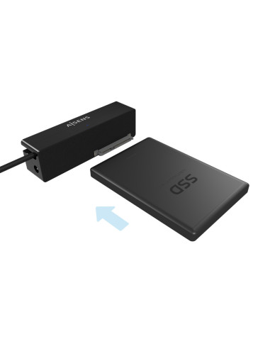 AISENS Adaptador ASE-35C02B SATA a USB-C USB 3.0/USB3.1 GEN1 para Discos Duros 2.5" y 3.5" con Alimentador, Negro