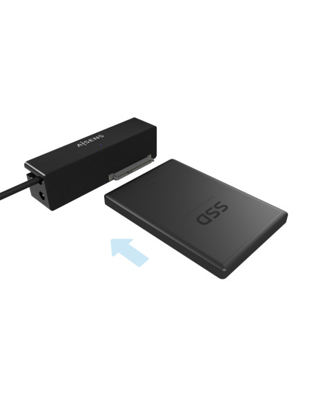 AISENS Adaptador ASE-35C02B SATA a USB-C USB 3.0/USB3.1 GEN1 para Discos Duros 2.5" y 3.5" con Alimentador, Negro