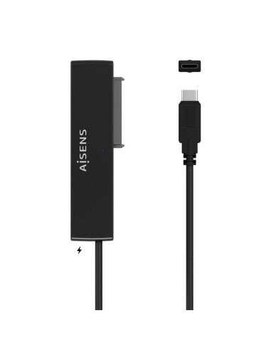 AISENS Adaptador ASE-35C02B SATA a USB-C USB 3.0/USB3.1 GEN1 para Discos Duros 2.5" y 3.5" con Alimentador, Negro