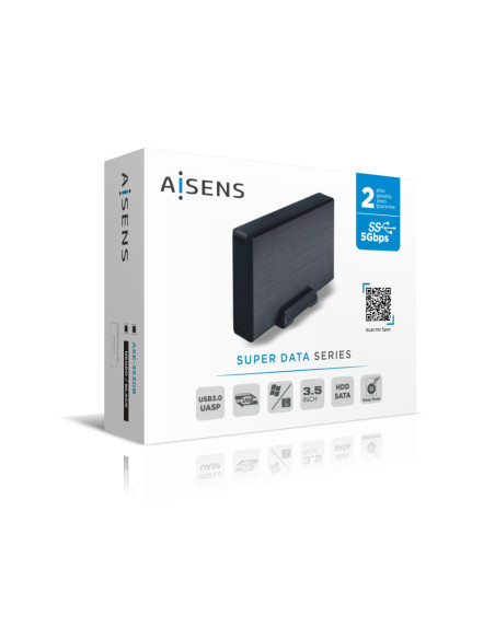 AISENS Caja externa 3,5" ASE-3530B SATA a USB 3.0/USB 3.1 Gen1, Negra