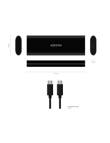 AISENS Caja Externa M.2 (NGFF) ASM2-014B SATA/NVMe A USB3.1 Gen2, Negro