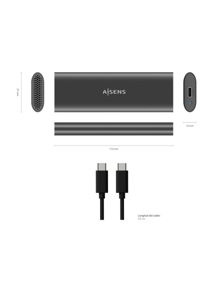 AISENS ASM2-015GR caja para disco duro externo Caja externa para unidad de estado sólido (SSD) Gris M.2