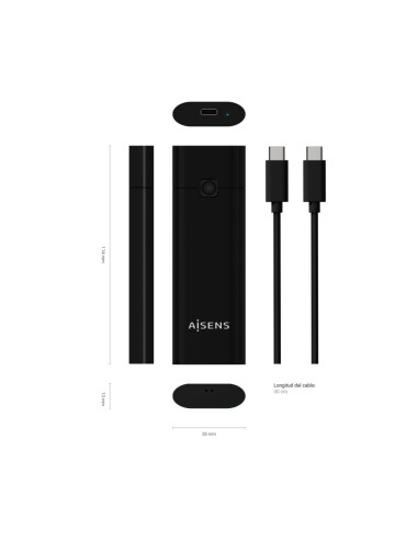 AISENS Caja Externa M.2 (NGFF) ASM2-020B NVMe a USB3.2 GEN2, Negra