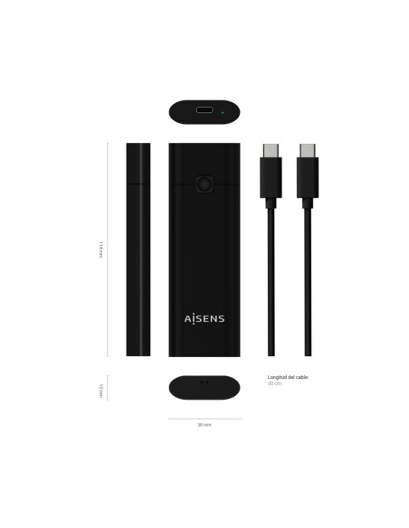 AISENS Caja Externa M.2 (NGFF) ASM2-020B NVMe a USB3.2 GEN2, Negra