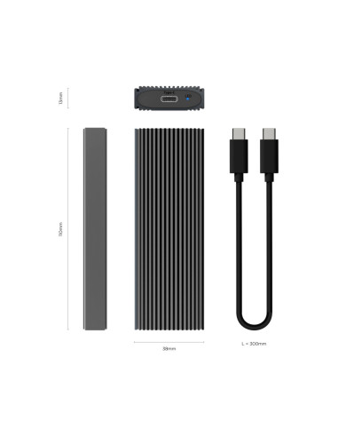 AISENS Caja Externa M.2 (NGFF) ASM2-023GR NVMe A USB3.2 Gen2, Gris