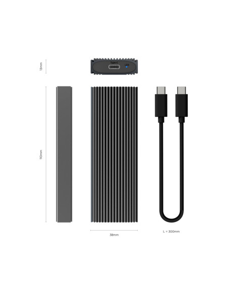 AISENS Caja Externa M.2 (NGFF) ASM2-023GR NVMe A USB3.2 Gen2, Gris