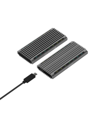 AISENS Caja Externa M.2 RGB Gaming ASM2-RGB011GR SATA/NVMe A USB3.1 Gen2, Gris