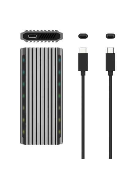 AISENS Caja Externa M.2 RGB Gaming ASM2-RGB011GR SATA/NVMe A USB3.1 Gen2, Gris