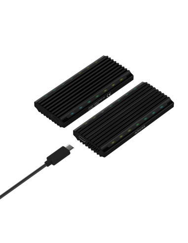 AISENS Caja Externa M.2 RGB Gaming ASM2-RGB012B SATA/NVMe A USB3.1 Gen2, Negra