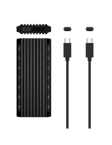 AISENS Caja Externa M.2 RGB Gaming ASM2-RGB012B SATA/NVMe A USB3.1 Gen2, Negra