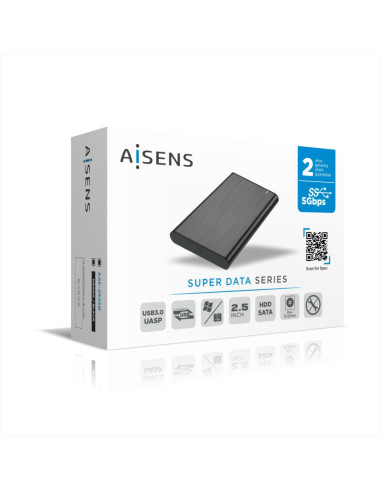 AISENS Caja Externa 2,5" ASE-2525B 9.5mm SATA a USB 3.0/USB3.1 Gen1, Negra