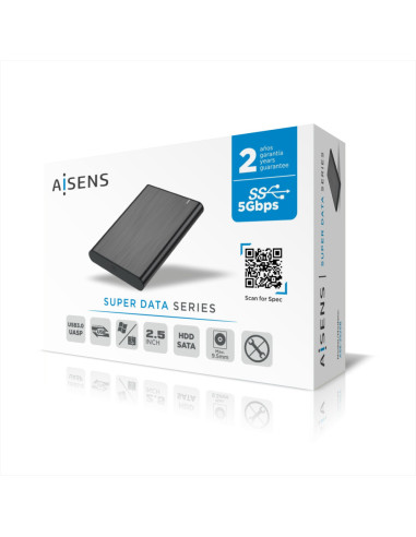AISENS Caja Externa 2,5" ASE-2525B 9.5mm SATA a USB 3.0/USB3.1 Gen1, Negra