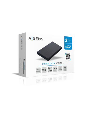 AISENS Caja externa 2,5" ASE-2530B 9.5 mm SATA a USB 3.0/USB 3.1 Gen1, Negra