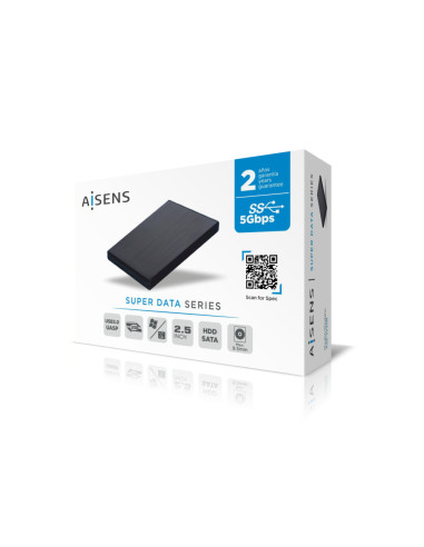 AISENS Caja externa 2,5" ASE-2530B 9.5 mm SATA a USB 3.0/USB 3.1 Gen1, Negra