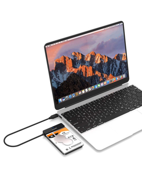 AISENS Adaptador SATA a USB-C USB3.0/USB3.1 Gen1 para Discos Duros 2.5?, Negro