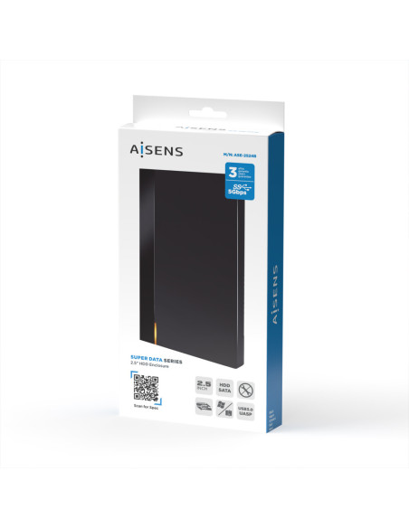 AISENS Caja Externa 2,5? ASE-2524B 9.5mm SATA a USB 3.0/USB3.1 Gen1, Negra