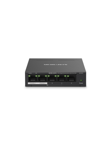 Mercusys MS105GP switch Gigabit Ethernet (10/100/1000) Energía sobre Ethernet (PoE) Negro